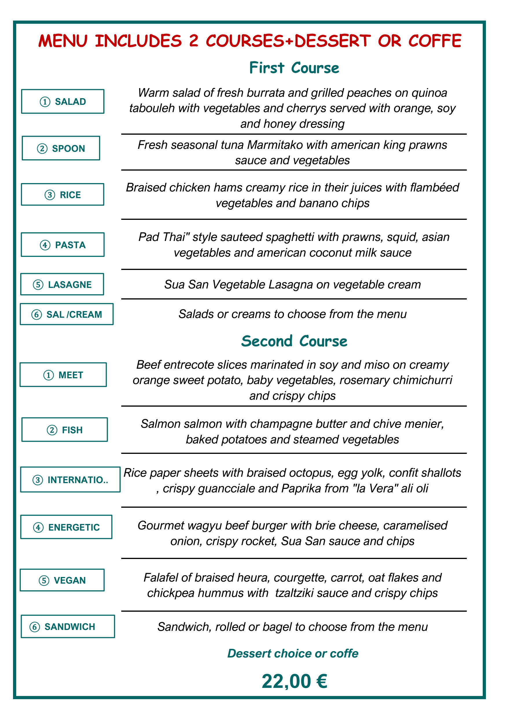 MENÚ ESPECIAL FIN DE SEMANA