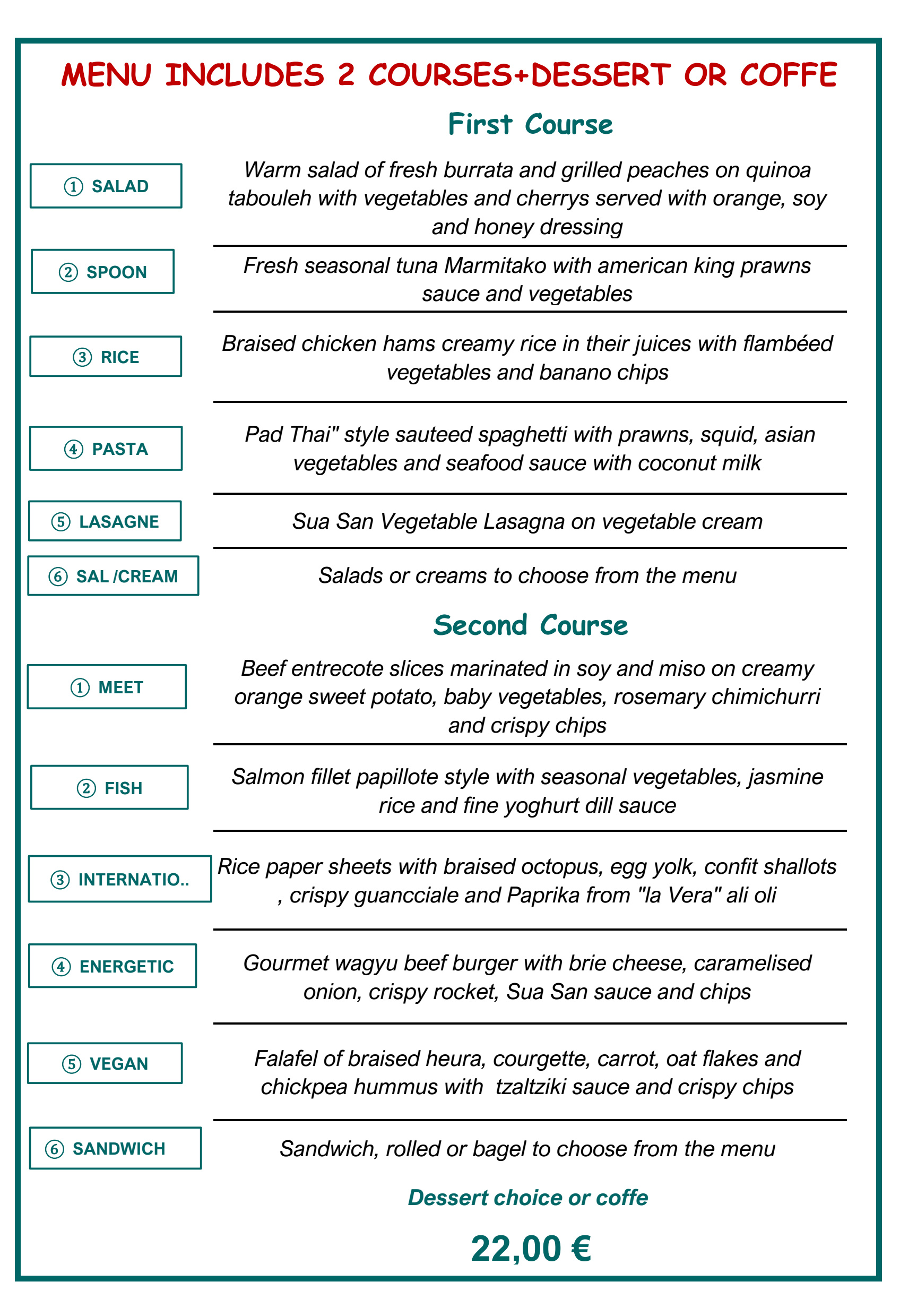 MENÚ ESPECIAL FIN DE SEMANA