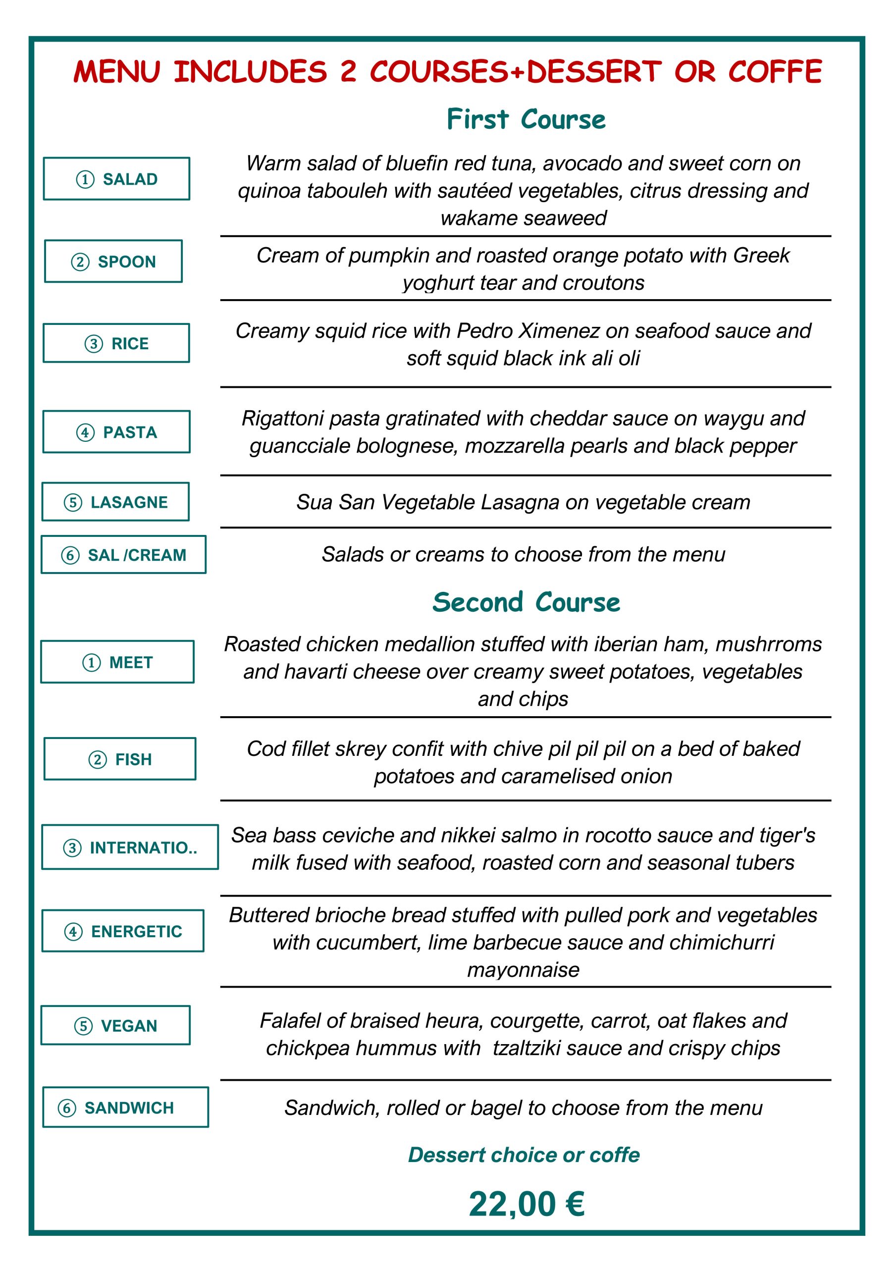 MENÚ ESPECIAL FIN DE SEMANA