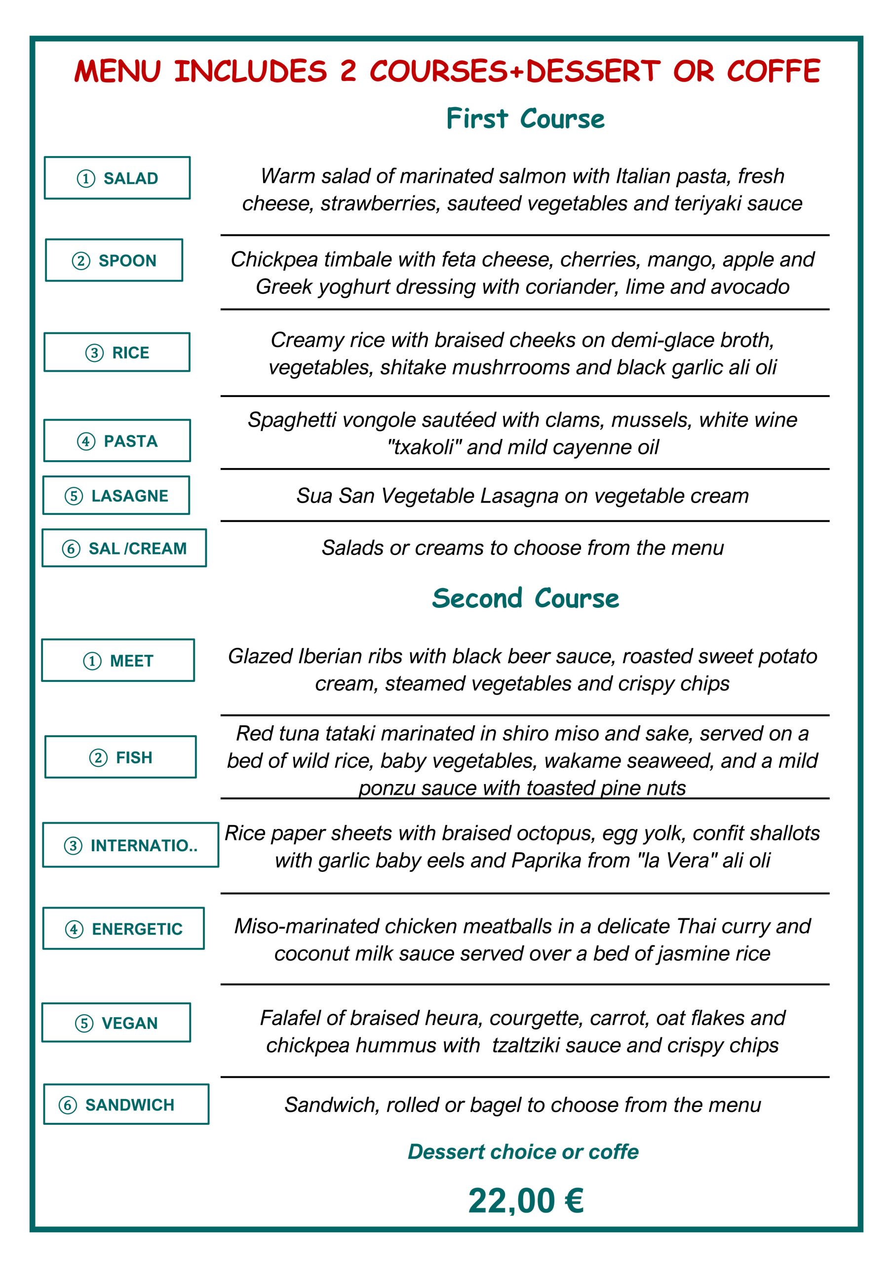 MENÚ ESPECIAL FIN DE SEMANA