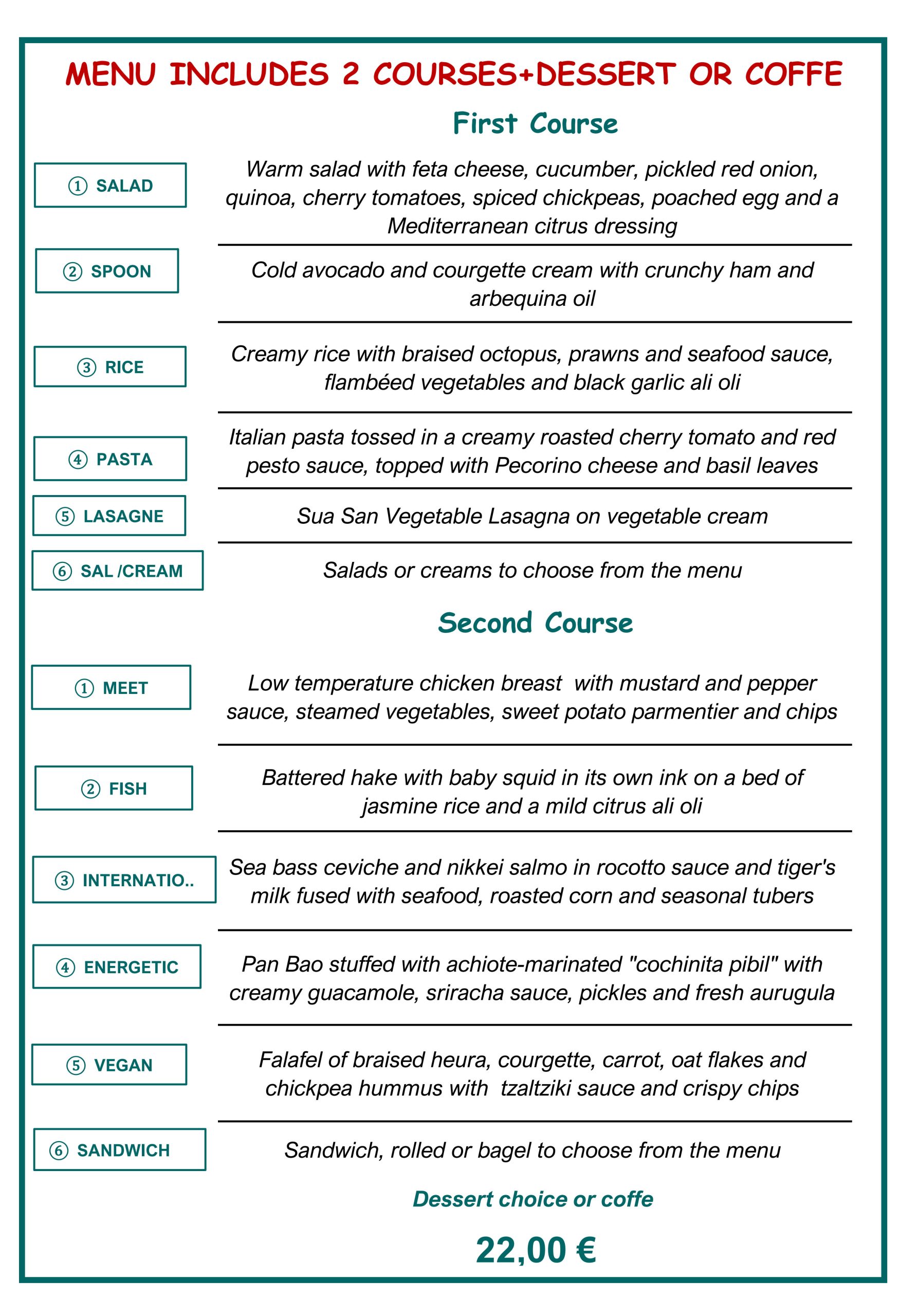 MENÚ ESPECIAL FIN DE SEMANA