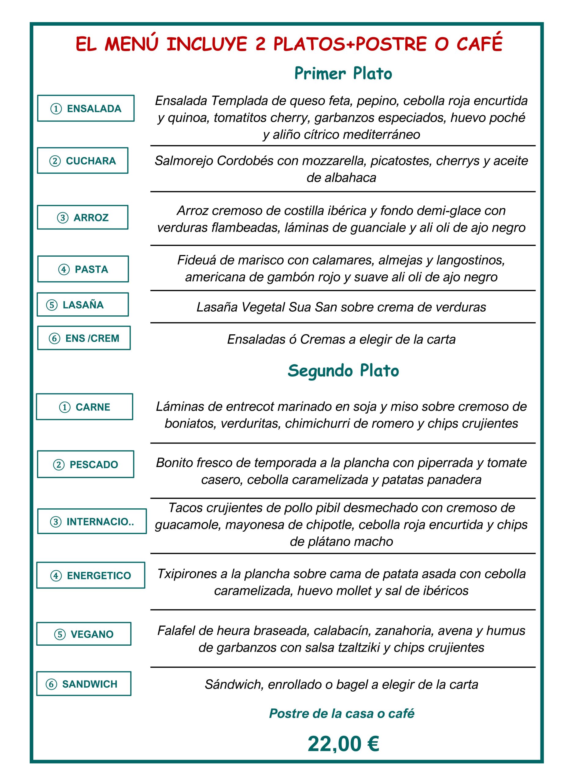 MENÚ ESPECIAL FIN DE SEMANA