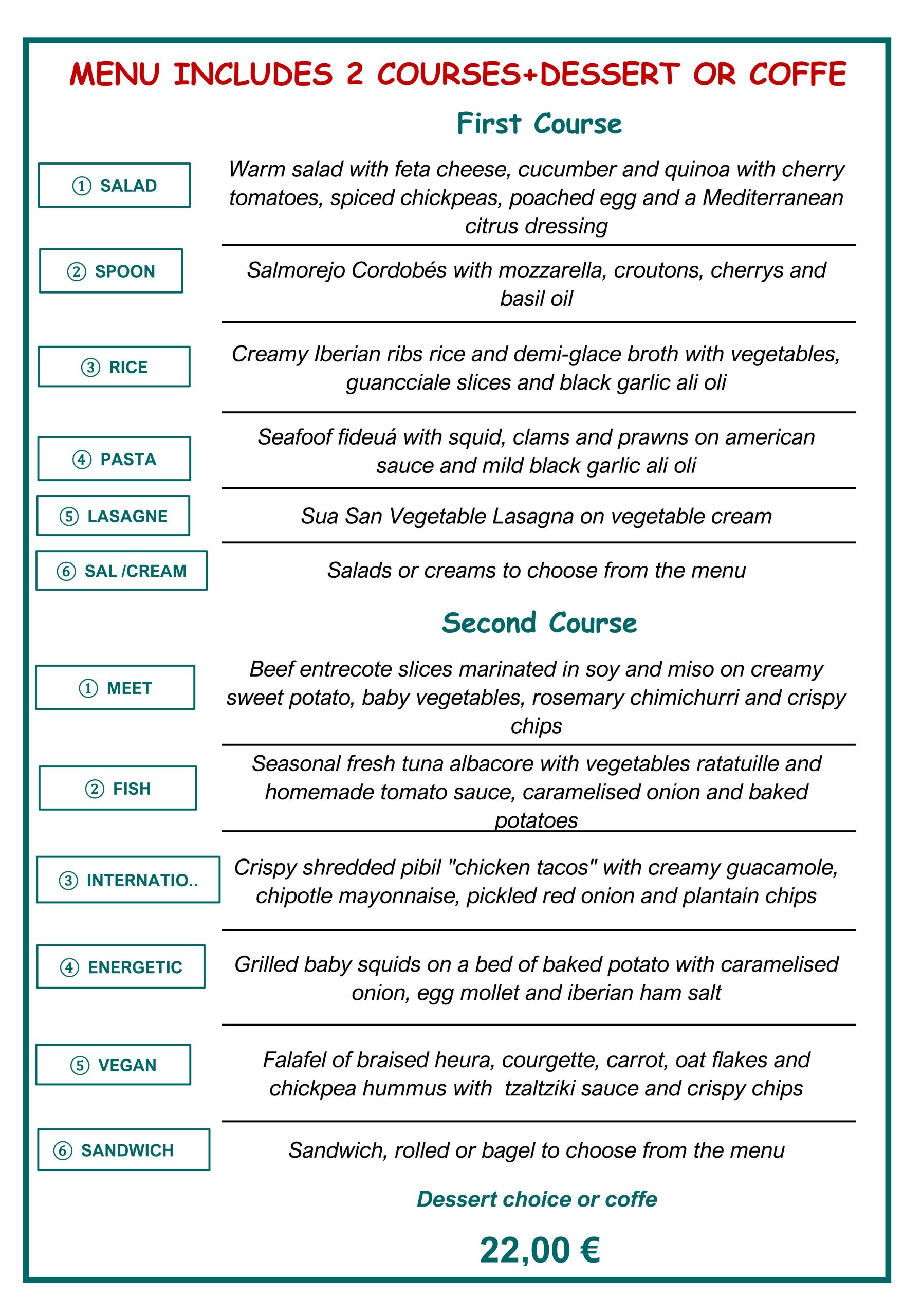 MENÚ ESPECIAL FIN DE SEMANA