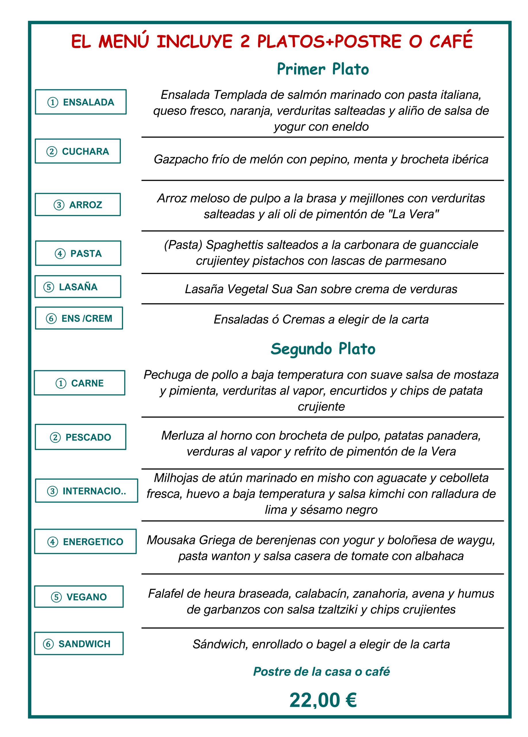 MENÚ ESPECIAL FIN DE SEMANA