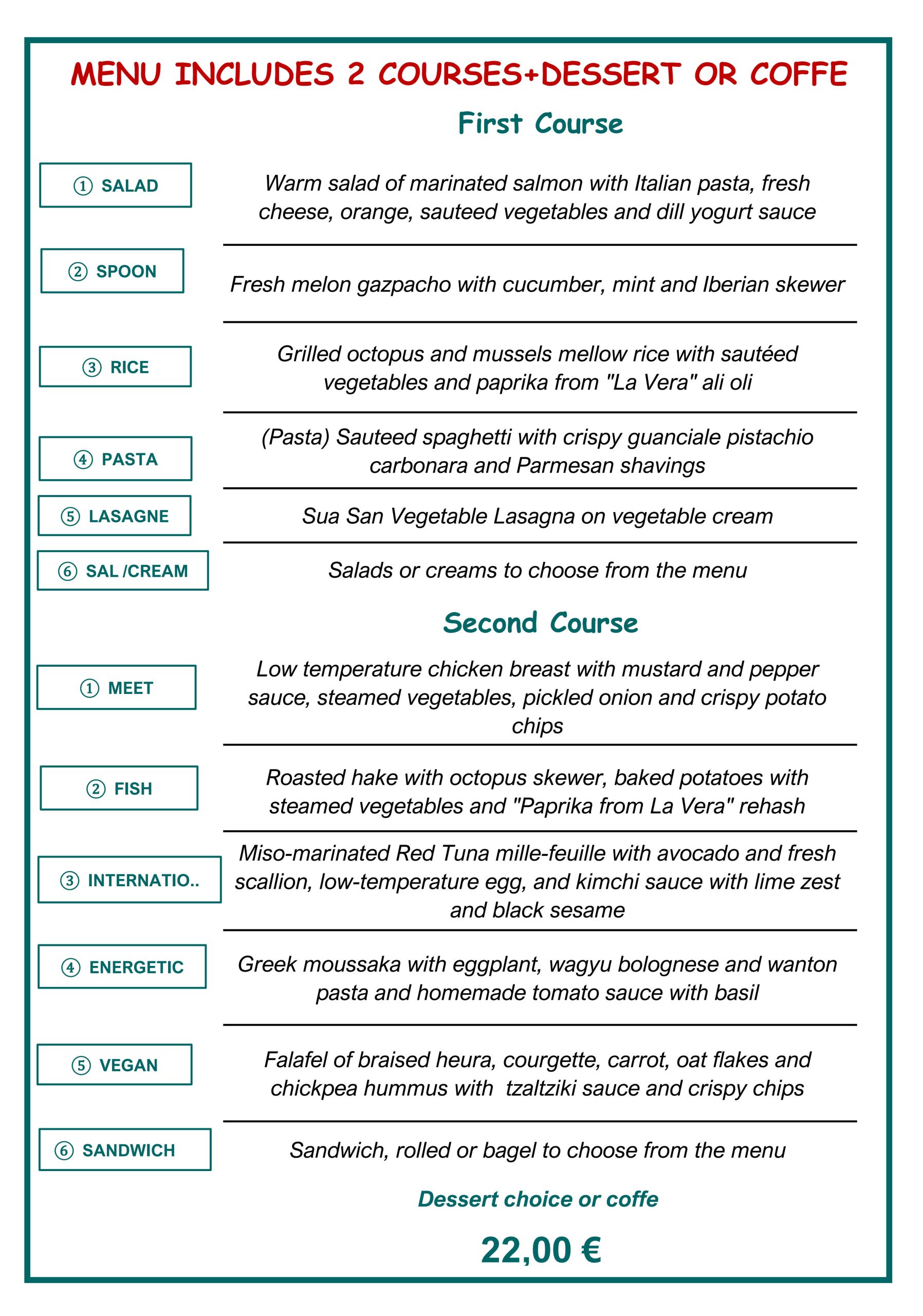 MENÚ ESPECIAL FIN DE SEMANA
