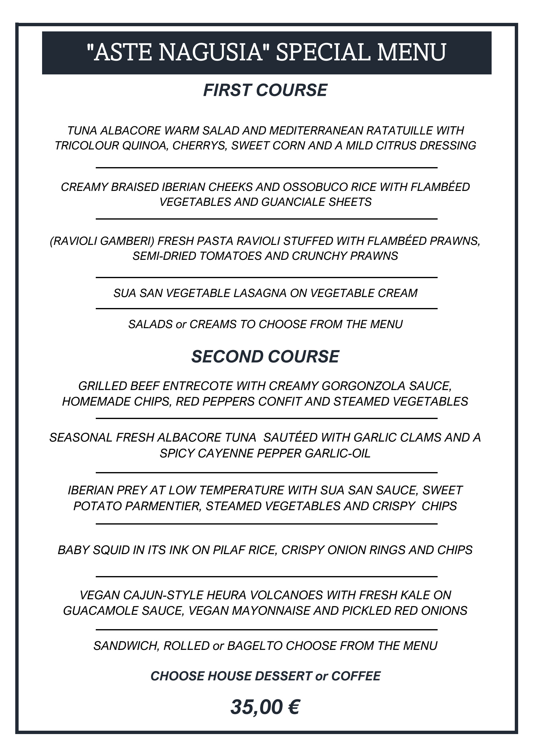 MENÚ ESPECIAL FIN DE SEMANA