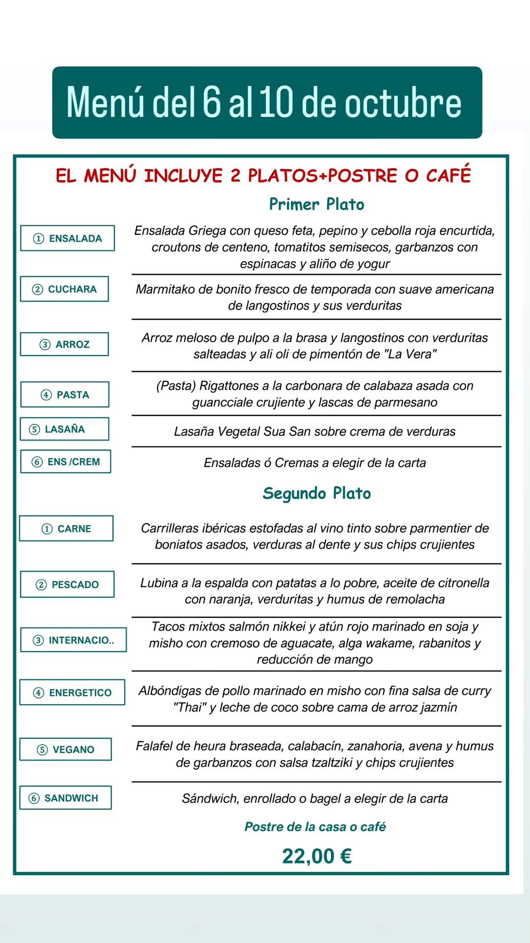 MENÚ ESPECIAL FIN DE SEMANA